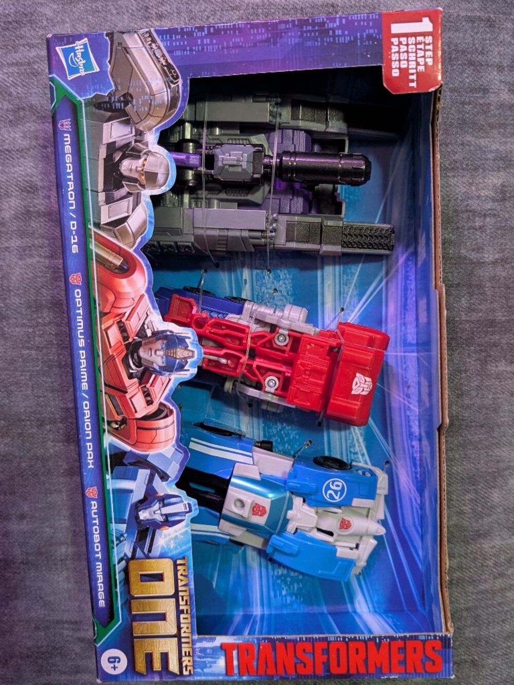 Transformers One Megatron / D-16, Optimus Prime / Orion Pax, & Autobot Mirage -
